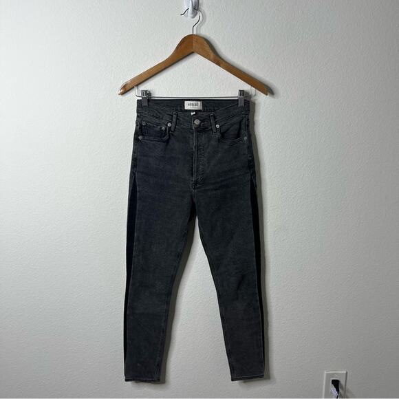 Agolde Charcoal Gray Black Slim Jeans Side Stripe Womens Size 25 - Picture 3 of 8